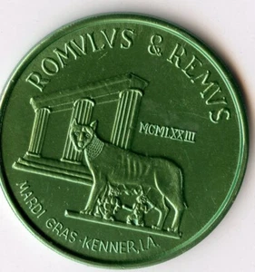Mardi Gras Doubloon: Romvivs & Remvs Green - Picture 1 of 2