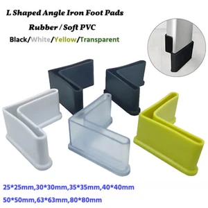 Angle Iron Foot Pads L Shaped Rubber / PVC Leg Cap End Glider Floor Protector - Picture 1 of 29