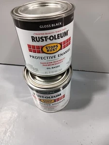 2 Rust-Oleum GLOSS BLACK 0.5 pt Rust PROTECTIVE ENAMEL Oil-Based 7779-730 - Picture 1 of 1