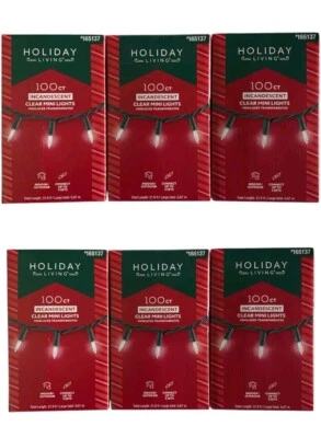 Holiday Living 100 ct-Clear Mini Lights Indoor/Outdoor Christmas Lot Of 6 Boxes - Image 1 of 4