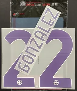 GONZALEZ FIORENTINA NOME+NUMERO UFFICIALE AWAY 2021-2022 Dekographics - Foto 1 di 1