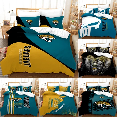Jacksonville Jaguars Bedding Sets 3 Pieces Cotton Blend Duvet Cover Pillowcase Cover
