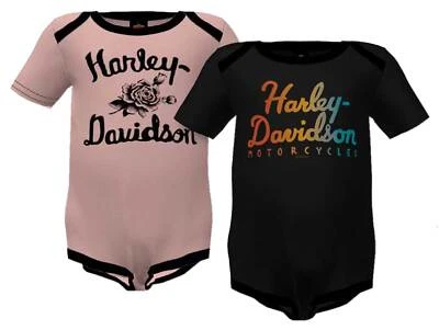 Paquete de 2 enredaderas acanaladas de lámina arco iris Harley-Davidson para bebés niñas - negro/rosa Foto 1 de 2