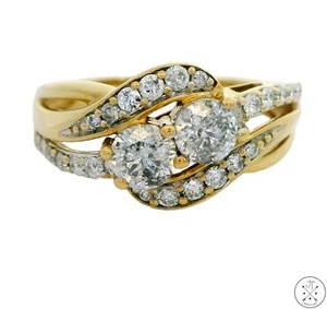 Estate 10k Yellow Gold Band with 1 ctw Diamonds Size 7 Vintage - Picture 1 of 11