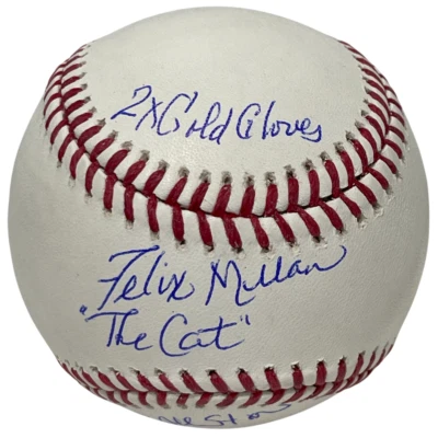 Felix Millan Signed Autographed ROMLB Baseball w/ 3x Ins Beckett Witness BAS COA - Image 1 of 4