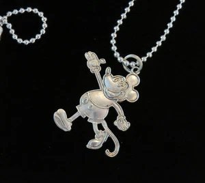 Mickey Mouse Vintage Inspired OMS Disney Neckace Silver Plate 19" Ball Chain - Picture 1 of 12