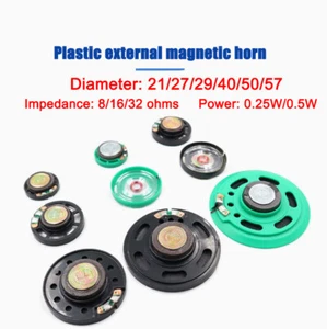 Diameter 21/27/29/40/50/57MM Toy Horn Plastic Outer Magnet 8/16/32ohm 0.25/0.5W - Photo 1/26