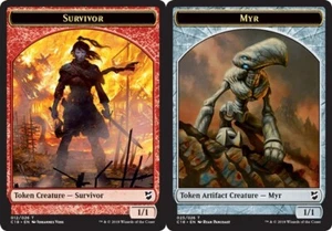 10 Token Cards - SURVIVOR / MYR - Commander 2018 - SAME ART - Magic MTG FTG - Picture 1 of 1