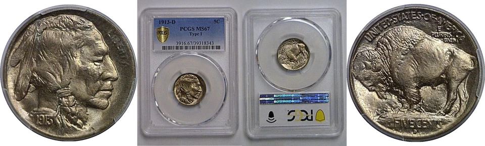1913-D T-1  Buffalo Nickel   PCGS MS-67 - Image 1 of 3