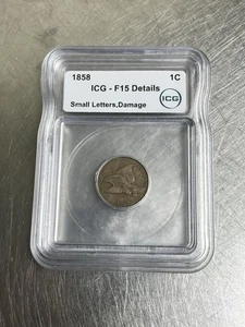 1858 Flying Eagle Cent ICG F15 Details - Picture 1 of 2