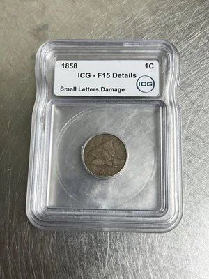 1858 Flying Eagle Cent ICG F15 Details - Image 1 of 2