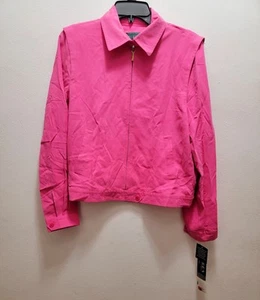 VTG Ralph Lauren Women M Parrot Pink Silk Long Sleeve Blouse Top Zipper #662 NWT - Picture 1 of 10
