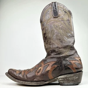 OLD GRINGO🌵| CALFSKIN BROWN LEATHER EMBROIDERED COWBOY BOOTS | MEN’S 8.5D✨ - Picture 1 of 12