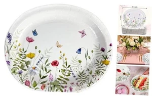 50 Count WildFloral Oval Paper Plates, 10" x 12.5" Large Disposable Dinner - Picture 1 of 7