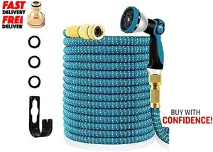 50 Fuß Schwerlastschlauch erweiterbar Gartenschlauch flexibel Wasserleitung 10 Wege Spritzpistole - Bild 1 von 4