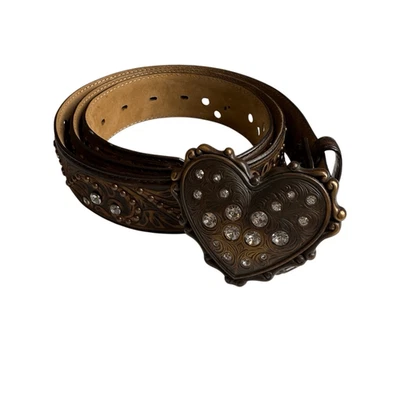 Justin коричневый тисненая кожа украшенный регулируемый ремень размер 42 - Изображение 1 из 4