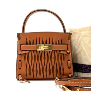 TORY BURCH Tory Burch Lee Radziwill Cutout Double Bag 2way Shoulder Bag Gold Log - Picture 1 of 10