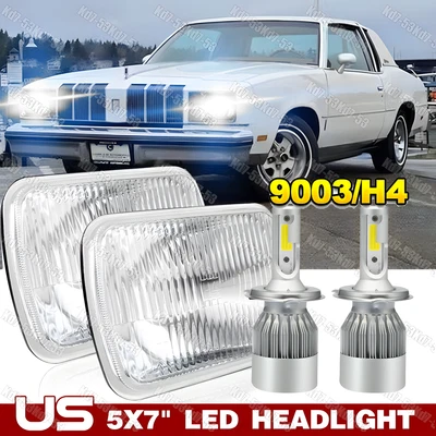 Pair 7x6 inch Square Led Headlights for 1978-1979 Oldsmobile Cutlass Supreme - Image 1 of 4