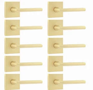 Leydebong 10 Pack Dummy Door Handles in Satin Brass NonTurning Interior Door - Picture 1 of 2