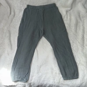 Gauzy Cotton Jogger Pant Beachy Coastal Unisex Kids 6 Teal Blue USA Made Crunchy - Picture 1 of 7
