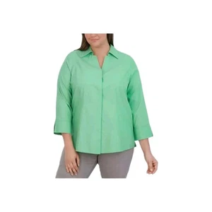 Camisa Foxcroft No Plancha Ajustada Verde Abotonada Talla 18 - Imagen 1 de 8
