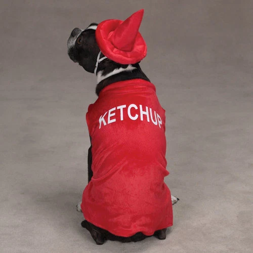 Casual Canine KETCHUP Dog Pup Halloween Costume Hook & Loop Closures Bright Red  - Image 1 of 1