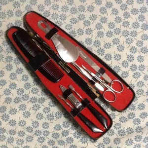 Travel Grooming Toiletry Set  ●  Antique  ●  Germany / Austria  ●  9 Pieces - Picture 1 of 12