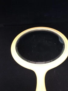 1920s Art Deco Vanity Mirror Ivory Pyralin Hand Held Beveled Vintage Glass - Picture 1 of 3