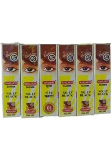 Pack of 6 Khojati Surma No. 13 Natural BLACK Surma Kohl Kajal Eyeliner Powder FS - Picture 1 of 8