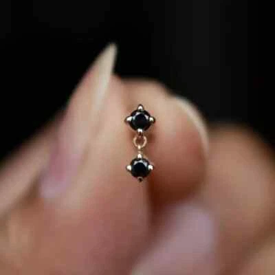 Pin de nariz con tornillo de diamante negro creado en laboratorio redondo de 0,40 quilates enchapado en oro rosa de 14 quilates Foto 1 de 4