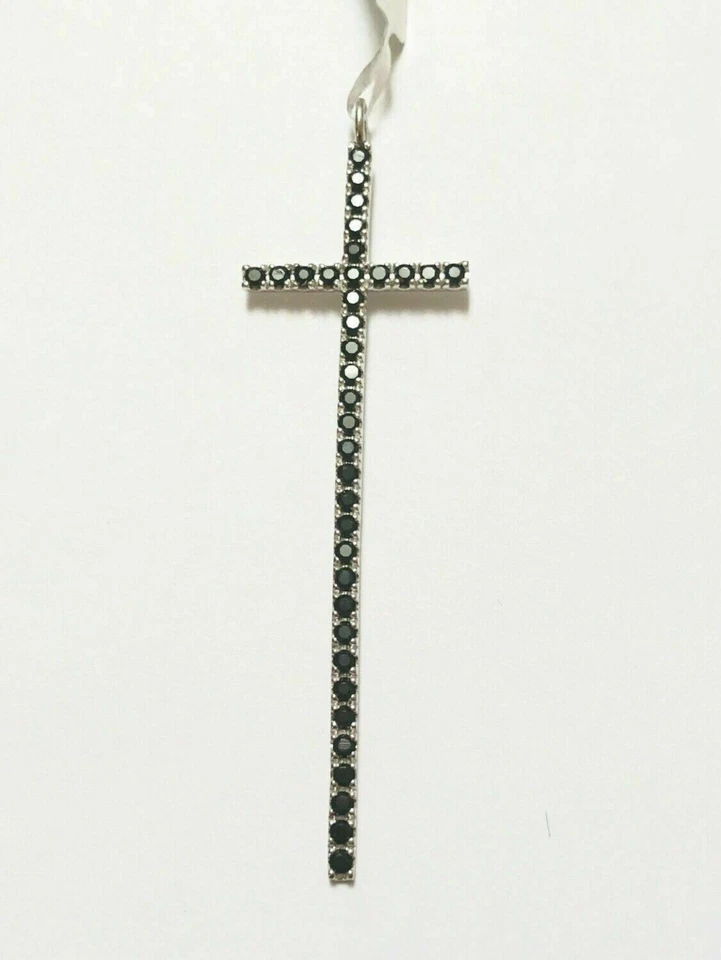 Colgante Cruz Espinela Negra Oro Blanco 10k Foto 1 de 1