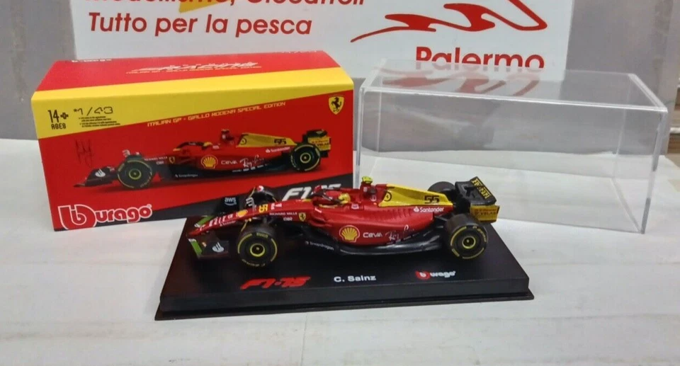 BURAGO 1/43 - FERRARI F1 -75  GP ITALIA GIALLO MODENA   #55  SAINZ  ITEM 36831 - Immagine 1 di 1