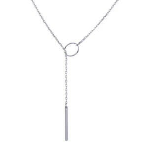 Necklace Lariat Bar Silver Chain Gold Y Pendant Style Drop Gold Tone Necklace AD - Picture 1 of 7