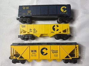 3x Lionel Chessie System Rolling Freight Cars Hopper Box Car 9265 9016 9747 - Picture 1 of 11