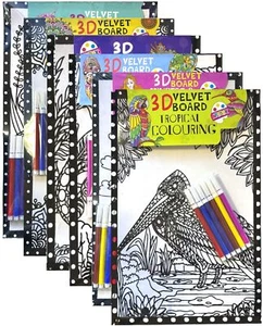 Paquete de 3/6 Tablero de Colorear Arte Terciopelo 3D - Grande 10"x 15" Niños Niñas Divertido Arte Regalo - Imagen 1 de 14