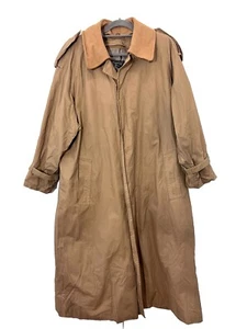 Burberry Vintage Trench Coat Mens 42 Wool Lining Nova Check Plaid Khaki - Picture 1 of 13