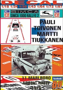 DECAL SIMCA 1000 RALLYE 2 PAULI TOIVONEN ARCTIC RALLY 1976 4th (08) - Picture 1 of 1