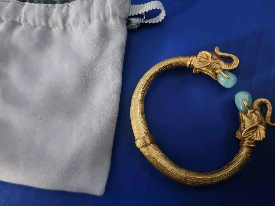 Brazalete con bisagras Julie Vos Elefante Piedras Azul Claro Foto 1 de 3