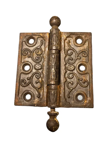 1 Antique Cast Iron 3.5 x 3.5” Ball Tip Victorian Butt Door Hinge Cover
