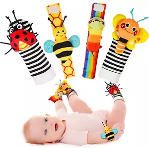 Baby Wrist Rattle & Foot Finder Set – Newborn Toys 0-12 Months Gift - Picture 1 of 12