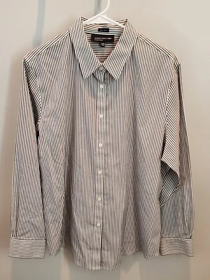 Camisa Jones New York Para Hombre Blanco y Negro Rayas Manga Larga Botón-Talla XL Foto 1 de 3