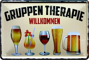 Bar + Kneipe Blechschild 20x30 Alkoholiker Gruppentherapie Bier Wein Schnaps - Bild 1 von 3