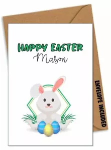 CARTOLINA PASQUALE PERSONALIZZATA bambini figlio nipote nipote figlia nipote AHZ - Foto 1 di 1