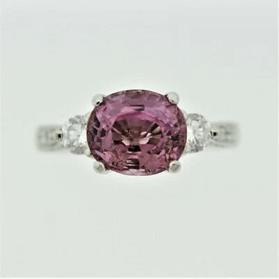 Anillo fino de diamantes espinela de oro blanco de 14K Foto 1 de 4