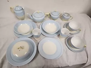 Juego de desayuno Noritake Morimura cafetera tazas de huevos tazones tazas azul - Imagen 1 de 18