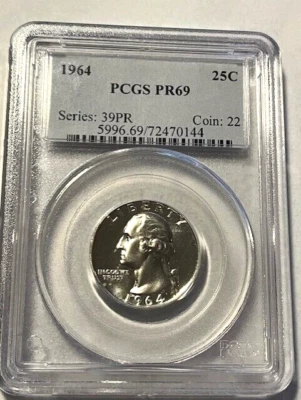1964 Silver Washington Type B Reverse Proof Quarter/PCGS PR69 #12231-2 - Image 1 of 4