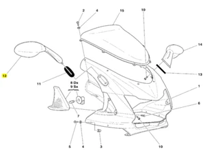 New OEM Ducati Mirror Right Light Gray #52340161AE - Bild 1 von 1