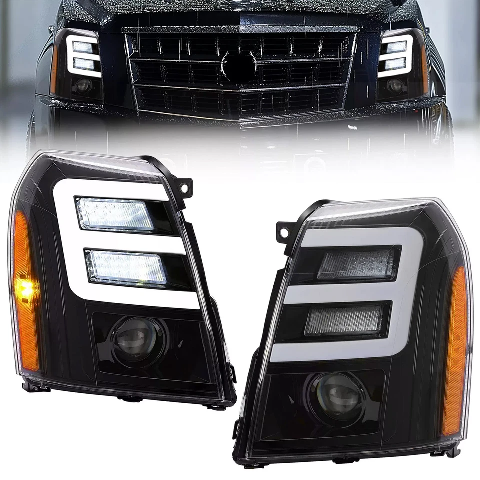 For Cadillac Escalade ESV 2007-2014 HID/Xenon Model LED DRL Projector Headlights - Image 1 of 4
