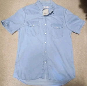 Topman Mens Western Short Sleeve Denim Shirt Small S NEW - Picture 1 of 6