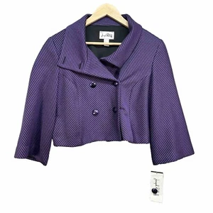 Joseph Ribkoff Blazer Jacket Size UK 12 Purple Black Striped Button Up BNWT - Picture 1 of 17